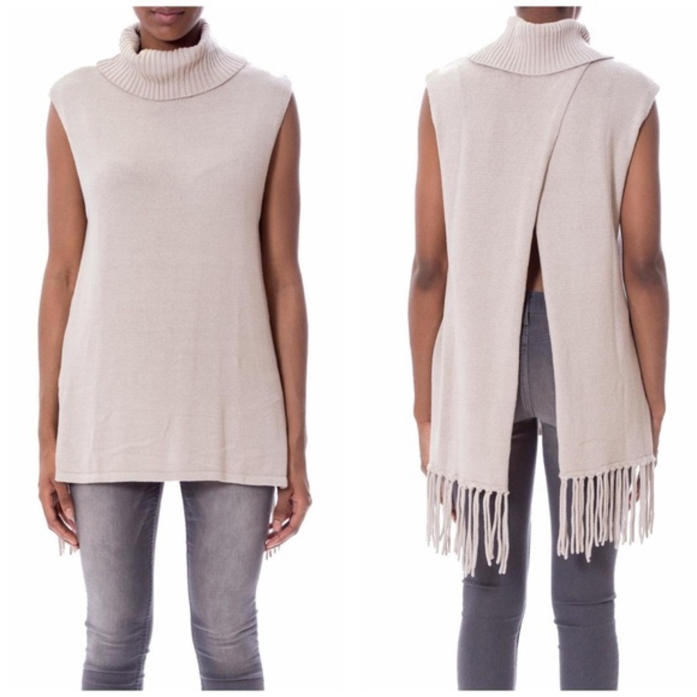 BCBGeneration fringe open back sweater